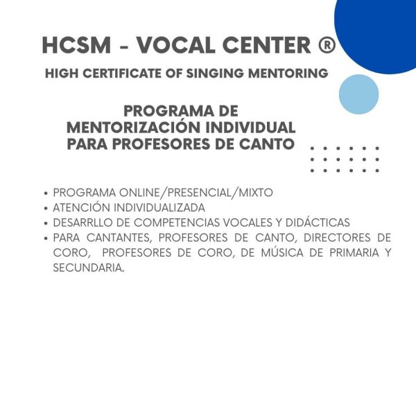 Producto - HCSM - Mentorización Profesores de canto